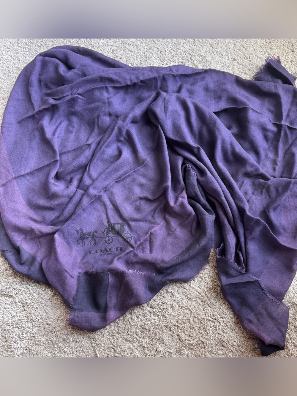 Coach Purple Ombré Logo Wrap Scarf